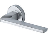 Heritage Brass Metro Angled Design Door Handles On Round Rose, Satin Chrome - V3790-SC (sold in pairs)