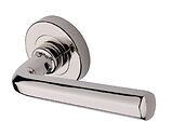 Heritage Brass Octave Design Door Handles On Round Rose, Polished Nickel - V4545-PNF (sold in pairs)