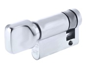 Zoo Hardware Vier Precision Euro Profile Single Body Cylinder Turn Only, Polished Chrome - V5EP40STPC