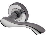 Heritage Brass Algarve Door Handles On Round Rose, Polished Chrome - V7210-PC (sold in pairs)
