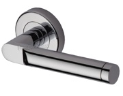 Heritage Brass Celia Door Handles On Round Rose, Polished Chrome - V7450-PC (sold in pairs)