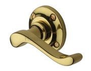Heritage Brass Bedford Door Handles On Round Rose, Polished Brass - V820-PB (sold in pairs)