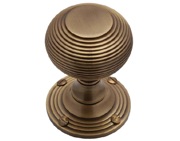 Heritage Brass Reeded Mortice Door Knobs, Antique Brass - V971-AT (sold in pairs)