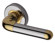 Heritage Brass Vienna Dual Finish Polished Chrome With Polished Brass Edge Door Handles On Round Rose - VIE1920-CB (sold in pairs)