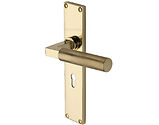 Heritage Brass Bauhaus Knurled Door Handles On 200mm Backplate, Polished Brass - VT9300-PB (sold in pairs)
