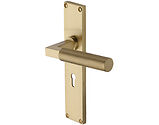 Heritage Brass Bauhaus Knurled Door Handles On 200mm Backplate, Satin Brass - VT9300-SB (sold in pairs)