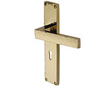 Heritage Brass Delta Hammered Door Handles On 200mm Backplate, Polished Brass - VTH3300-PB (sold in pairs)