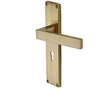 Heritage Brass Delta Hammered Door Handles On 200mm Backplate, Satin Brass - VTH3300-SB (sold in pairs)