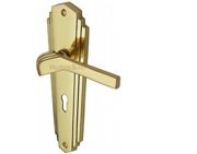 Heritage Brass Waldorf Art Deco Style Door Handles, Polished Brass - WAL6500-PB (sold in pairs)