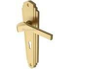 Heritage Brass Waldorf Art Deco Style Door Handles, Satin Brass - WAL6500-SB (sold in pairs)