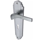 Heritage Brass Waldorf Art Deco Style Door Handles, Satin Chrome - WAL6500-SC (sold in pairs)