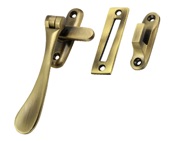 Prima Spoon End Reversible Casement Fastener With Hook And Mortice Plate, Antique Brass - XL125