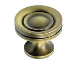 Prima Stepped Solid Cupboard Knobs (25mm, 32mm Or 38mm), Antique Brass - XL1301