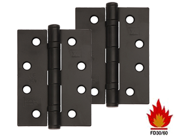 Excel Hardware 4 Inch Fire Rated Solid Steel Ball Bearing Hinges, Black Powder Coated - XL869-BLK (sold in pairs)