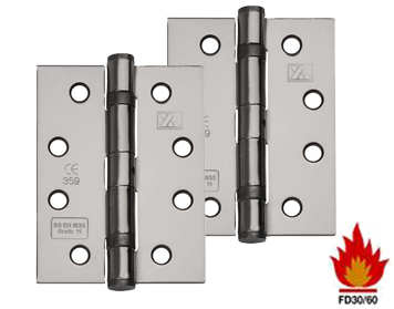 Excel Hardware 4 Inch Fire Rated Solid Steel Ball Bearing Hinges, Black Nickel - XL869-BLNK (sold in pairs)