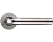 Zoo Hardware ZCS2 Contract Radius Lever On Round Rose, Dual Finish Polished & Satin Stainless Steel - ZCS2060SSPS (sold in pairs)