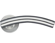 Zoo Hardware ZCS2 Contract Arched T-Bar Lever On Round Rose, Satin Stainless Steel - ZCS2120SS (sold in pairs)