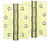Zoo Hardware 4 Inch Steel Ball Bearing Door Hinges, Electro Brass - ZHS43EB (sold in pairs)