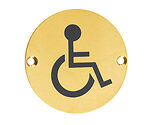 Zoo Hardware ZSS Door Sign - Disabled Facilities Symbol, PVD Satin Brass - ZSS07-PVDSB