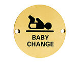 Zoo Hardware ZSS Door Sign - Baby Change Symbol, PVD Satin Brass - ZSS08-PVDSB