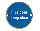 Zoo Hardware ZSS Door Sign - Fire Door Keep Clear, PVD Bronze - ZSS11-PVDBZ