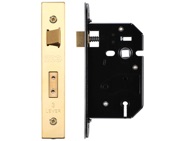 Zoo Hardware 3 Lever UK Replacement Sash Lock (65.5mm OR 78mm), PVD Stainless Brass - ZURS364PVD