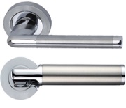 Polished And Satin Chrome Round Rose Door Handles