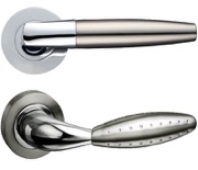 Polished Chrome And Nickel Round Rose Door Handles