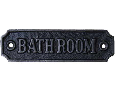 Cottingham Bathroom Plaque (120mm), Antique Cast Iron - 01.342.AI.BATH