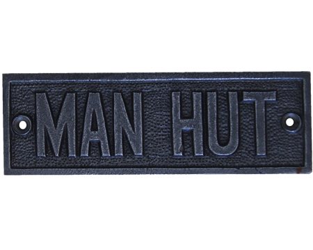 Cottingham Man Hut Plaque (150mm x 45mm), Antique Cast Iron - 01.342.AI.MH