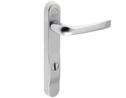 Mila ProSecure Lever/Lever Door Handles, 220mm Backplate - 92mm C/C Euro Lock, Smooth Satin Finish - 050122 (sold in pairs)