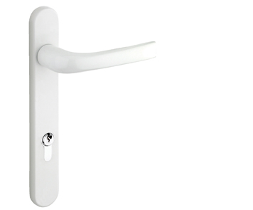 Mila ProLinea Lever/Lever Door Handles, 220mm Backplate - 92mm C/C Euro Lock, White Finish - 050308 (sold in pairs)