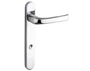 Mila ProLinea Lever/Lever Door Handles, 220mm Backplate - 92mm C/C Euro Lock, Polished Chrome Finish - 050309 (sold in pairs)