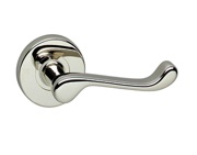 Urfic Ashworth Victorian Scroll Door Handles On Round Rose, Polished Nickel - 100-398-04 (sold in pairs)