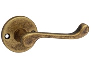 Urfic Ashworth Scroll Door Handles On Rose, Antique Brass - 100-460-AB (sold in pairs)