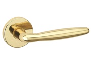Urfic Rouen Premium Collection Door Handles On Rose, Polished Brass - 1050-398-01 (sold in pairs)