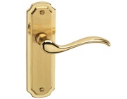 Urfic Constance Door Handles On Backplate, Dual Finish Polished Brass & Satin Brass - 130-195-01-02 (sold in pairs)