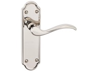 Urfic Lisbon Traditional Range Door Handles On Backplate, Polished Nickel - 130-455-04 (sold in pairs)