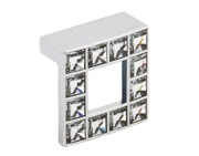 Hafele Crystal Cupboard Pull Handle (48mm x 21.5mm), Polished Chrome & Crystal - 132.19.220
