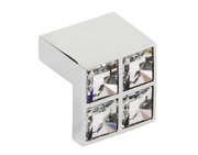 Hafele Crystal Cupboard Pull Handle (25mm x 23mm), Polished Chrome & Crystal - 132.19.240