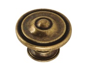Hafele Albano Cupboard Door Knob (30mm Diameter), Antique Brass - 134.33.111
