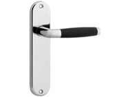 Urfic Cambridge Premium Range (180mm) Door Handles On Backplate, Polished Nickel & Ebony Handle - 1390-465-04E (sold in pairs)