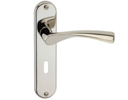 Urfic Lyon Style Save Door Handles On Backplate, Polished Nickel - 1640-5225-04 (sold in pairs)