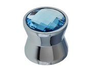 Frelan Hardware Cabinet Knob, Polished Chrome With Blue Swarovski Crystal - 2018-23PC