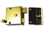 Union 1332 & 1334 Drawback Rimlock, Polished Brass - 3145