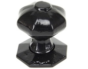 From The Anvil Small Octagonal Mortice/Rim Knob Set, Black - 33250 (sold in pairs)