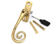 From The Anvil Left Or Right Handed Slim Monkeytail Locking Espagnolette Window Fastener, Polished Brass - 33310