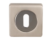 Excel Standard Profile Square Escutcheon, Dual Finish Satin Nickel & Polished Chrome - 3621-SQ (sold in pairs)