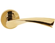 Excel Flex Lever On Round Rose, Polished Brass - 3646PB (sold in pairs)