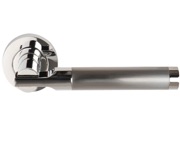 Excel Seriphos Lever On Round Rose, Dual Finish Polished Chrome & Satin Chrome - 3685PCSC (sold in pairs)